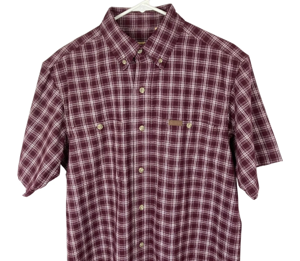 Camisa RedHead Gingham Cuadros SS Para Hombres M Algodón Cuello Abotonado Púrpura Blanca Foto 3 de 4