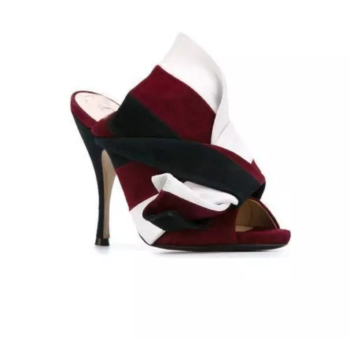 Mujeres Sexy Satén Punta abierta Moño Stiletto Zapatilla Zapatos Fiesta Banquete Sandalia Talla - Imagen 17 de 34