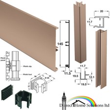 Aluminium Kitchen Unit Plinth Trim Kickboard 145 x 3000mm Brushed Copper Anodise