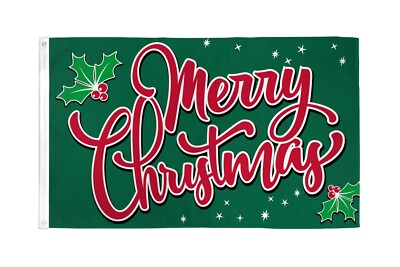 Merry Christmas Holiday Flag - 3x5 Foot Polyester, Sparkles Design, Happy Xmas Decor For Indoor/Outdoor