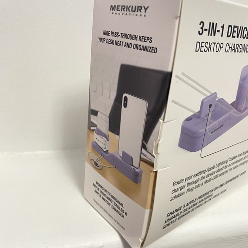 BNIB Merkury 3-in-1 Device Stand Desktop Charging Station in Light Purple - 第 3/6 張圖片