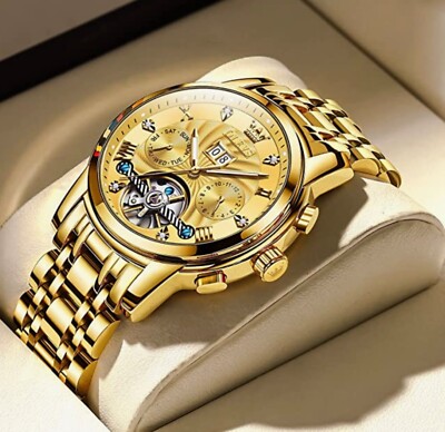 RUIXINE  Watch Luxury Gold   Automatic Wind Mechanical Stainless Steel for Men