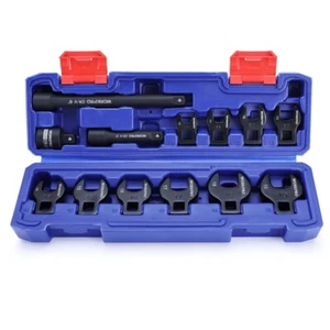 WORKPRO Ensemble de clé à crowfoot de 3/8" 13PCS Crows métriques Ensemble de clé à pied W/Case