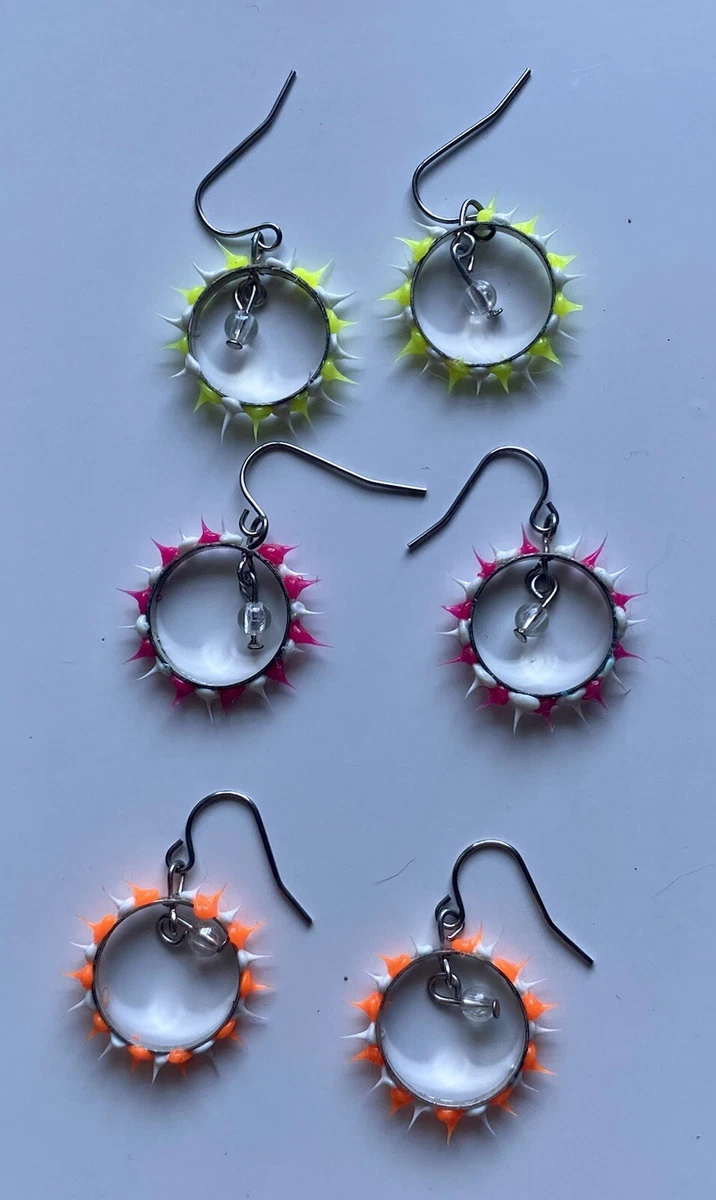 Spiky Silicone Dangling Earrings Set of 3 Round Earring Jewelry