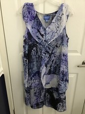 Simply Vera Vera Wang Blue White Sleeveless Ruffle Slip Layered Dress M