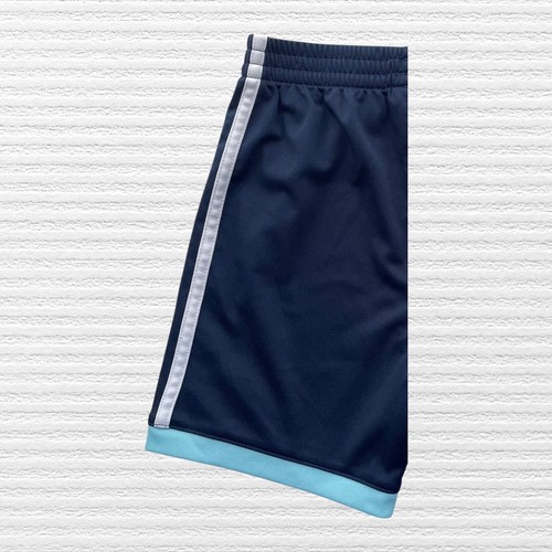 adidas Girls Activewear 3-Stripe Running Shorts Navy Blue White Aqua Size 5 - Picture 9 of 12