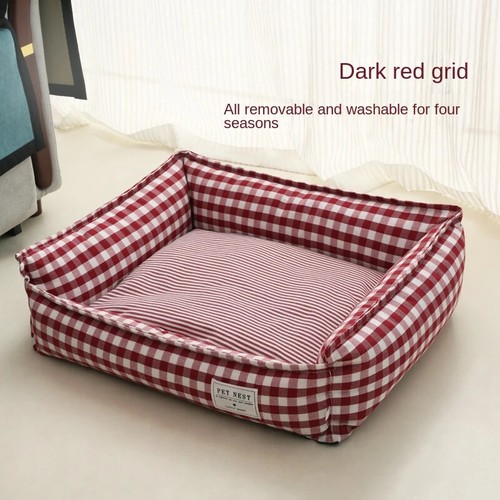Bed for Dog Cat Pet Square Lattice Kennel Sofa Bed Cushion Pet Calming Bed House - Picture 2 of 24