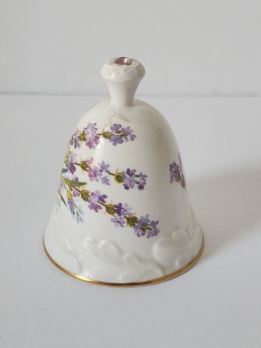 Rockingham Bone China Bell Sweet Lavender Flowers Gold Trim Purple England - Picture 7 of 16
