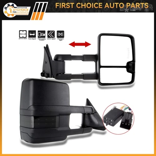 For 88-98 C K 1500 2500 3500 Power Smoke LED Signal LH+RH Side Mirrors Pair