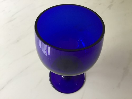 Large Bristol Blue Wine Glass - Size 15cm High x 9cm Across Rim - Picture 2 of 3