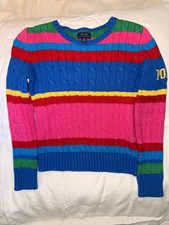 Polo Ralph Lauren Girls Multicolor Cable Knit Sweater L 12-14