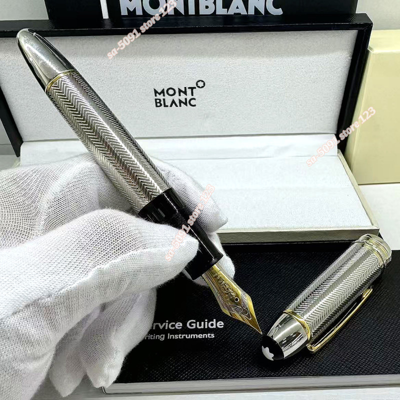 💥Bid Montblanc Meisterstück LeGrand Solitaire Silver Barley Fountain Pen Rare/