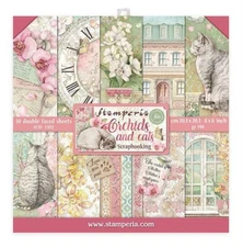 Stamperia ORCHIDS and CATS 8x8 Paper Pad 10 Sheets Scrapbook SBBS26