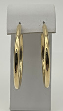 14K Yellow Gold Large Hollow High Polished Hoop Earrings