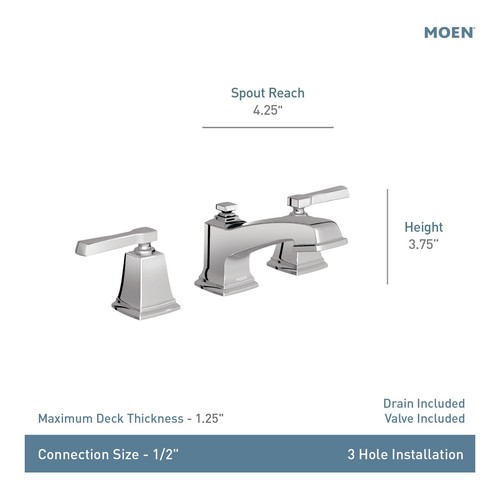 Moen TV6220 Boardwalk 1.2 GPM Widespread Bathroom Faucet - Bronze - Bild 3 von 8