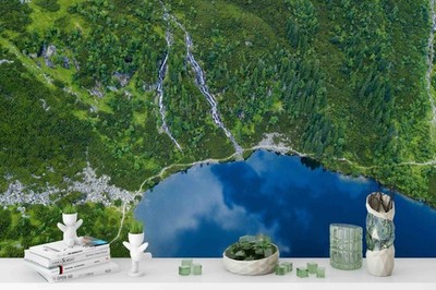 3D Overlooking Forest Lake Landscape Wall Murals Wallpaper Murals Wall Sticker