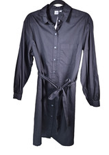 Gap Mini Shirt Dress Womens Small Black Full Button Front Long Sleeve Cotton NWT