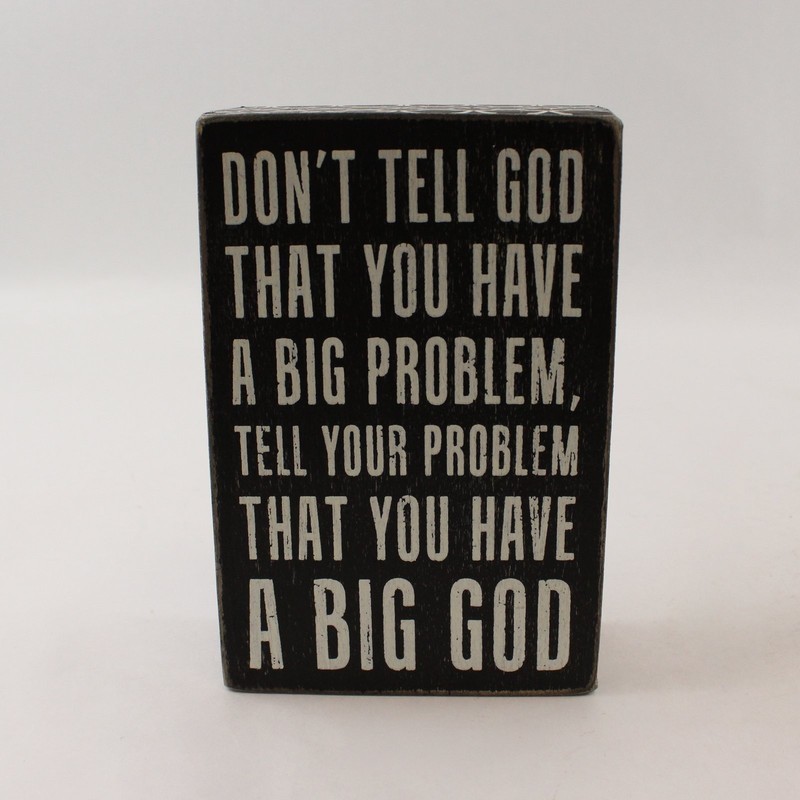 Black & White Wooden Sign Plaque, Religious Wording 6"x4" 2016