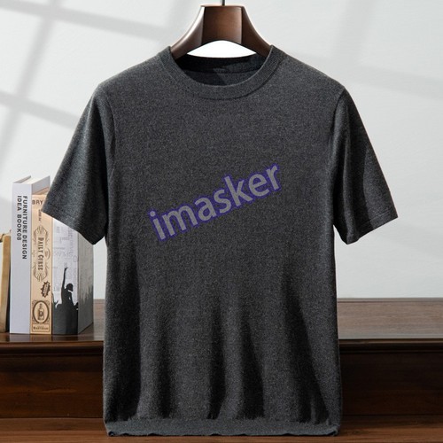 Summer Mens 85% Silk 15% Cashmere Round Neck Short Sleeve Knit T Shirts Pullover - Picture 2 of 31