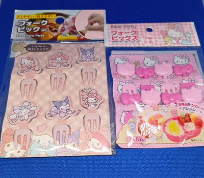 SANRIO HELLO KITTY KUROMI Lunch Box Bento Food FORK Picks 6+8pcs KAWAII From JPN