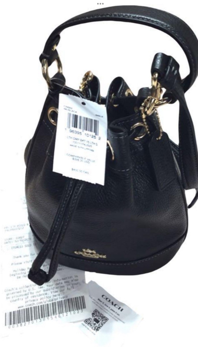 ショルダーバッグ Crush string bucket bag black COACH CR144 Black Drawstring Bucket Bag 2WAY for sale online