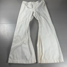 Vintage US Navy Sailor Pants Mens 30x29 White Bell Bottom SeaFarer 70s
