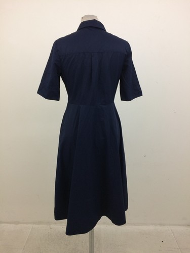 Hobbs Women's Dress Size 8 Navy Button Collared Pockets Shirt Midi Used F1 - Picture 6 of 12
