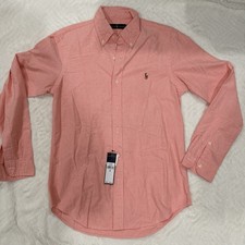 Ralph Lauren Regular Fit Cotton Button-Down Shirt Pink Long Sleeve Men's S