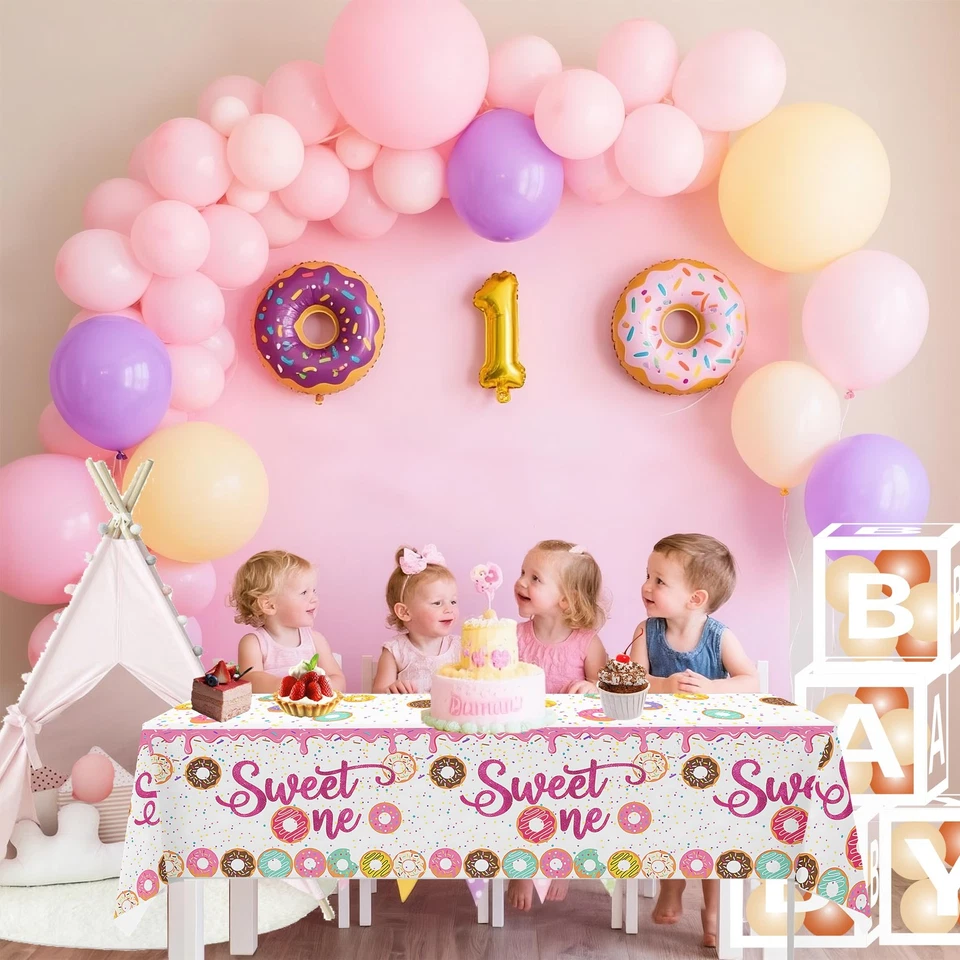 hanviync 3pcs Sweet One Donut Party Tablecloth Donut 1st Party Decorations,1 ... - Image 2 of 4