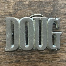 Vintage Belt Buckle DOUG Custom Name Retro Iconic 70s Fashion Solid Brass