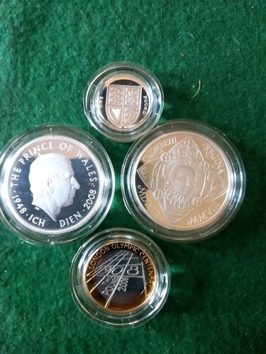2008 Silver Proof Piedfort 4 × Coin Collection ~ Cased With COA & Leaflet. - Picture 3 of 20