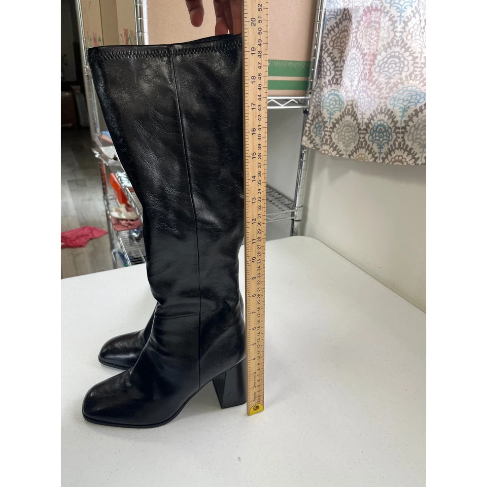 Steve Madden Botas de Tacón Hasta la Rodilla de Cuero Sintético Negras Talla 8 Foto 2 de 4