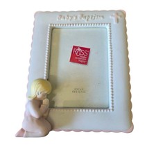 RUSS BABY'S BAPTISM , GIRL Picture Frame , Holds 3 1/2" X 5" Photo , Ceramic