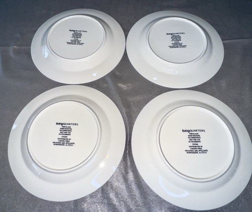 4 Rare Vintage Dessert Plates Carson Pirie red plaid gold trim,medallion design - Picture 6 of 10