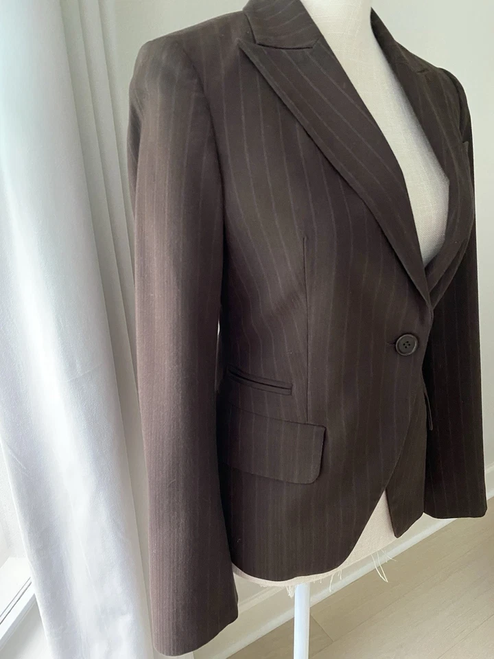 Terno calça listra marrom feminino United Colors of Benetton tamanho 38 2/4 Itália - Imagem 3 de 4