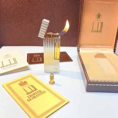 DUNHILL ROLLAGAS LIGHTER  FACTORY PIPE & CIGAR FLAME  RARE PALLADIUM  PRISTINE !