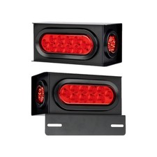 2PCS Steel Trailer Light Boxes Housing Kit with 6-Inch Oval LED Tail Lights (...