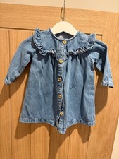 Fred & Flo Baby Girl Denim Ruffle Dress 3-6 Months