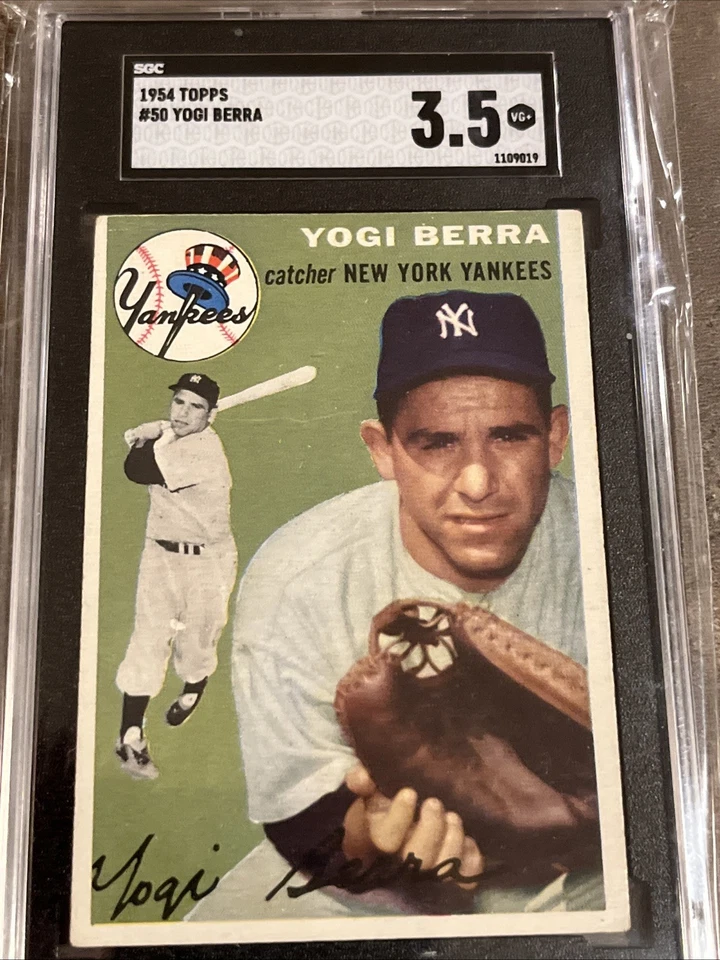 ⚾️⬛️Yogi Berra⬛️⚾️1954 Topps #50 Salón de la fama SGC 3,5 Yankees de Nueva York en muy buena condición Foto 3 de 4