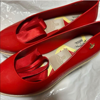 リボン付きフラットシューズ　Vivienne Westwood Melissa Vivienne Westwood×melissa, Rocking Horse Ballerina shoes, Red