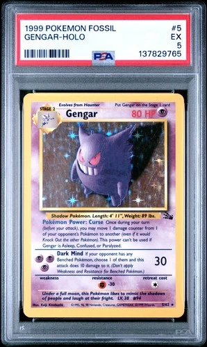 Gengar Holo PSA 5 1999 Pokemon Fossil #5