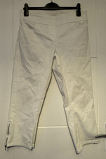 Contrast Cream Cotton Stretch Trousers Womens Size 11 Zip Detail