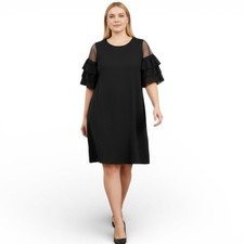 MOD/X Knit BLACK Dress with sheer ruffle sleeves, NWOT! Size 1X