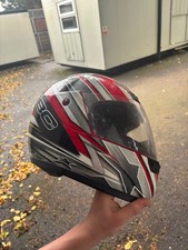 KBC Full Face Motorcycle Helmet - Red/Black/Silver Graphic 