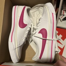 Nike Court Legacy Low Girls Youth Shoes Size 7y White Fuchsia Pink Da5380 124