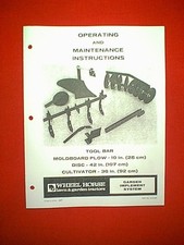 WHEEL HORSE TOOL BAR MOLDBOARD PLOW DISC CULTIVATOR ATTACHMENT OWNER'S MANUAL