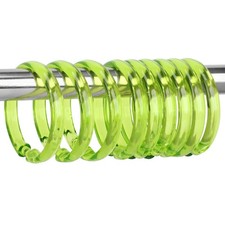 Green Shower Curtain Hooks - 12 Pcs Circular Plastic Shower Curtain Rings for...