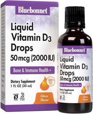Bluebonnet Vitamin D3 2000IU 50mcg Strong Bones&Immune Support Supplement - Liqu