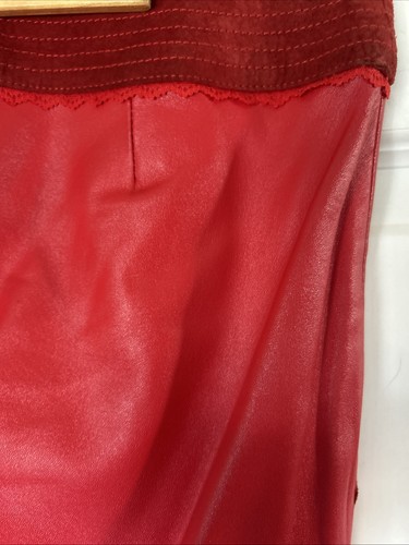 Women's pants real leather Red suede waistband ankle zip lined New 29 X 35 gromt - Picture 10 of 19