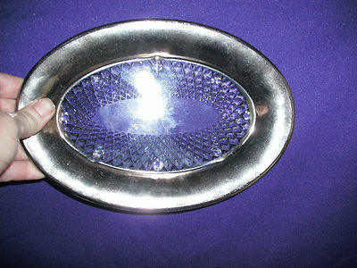 CREMA DE VIDRIO TRANSPARENTE HOBNAIL Y AZÚCAR CON BANDEJA BORDEADA DE PLATA? - Imagen 3 de 4